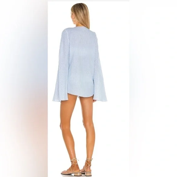 NWT Revolve Caroline Constas Dune Cover Up in Blue Linen Stripe Size: Small - Picture 5 of 7